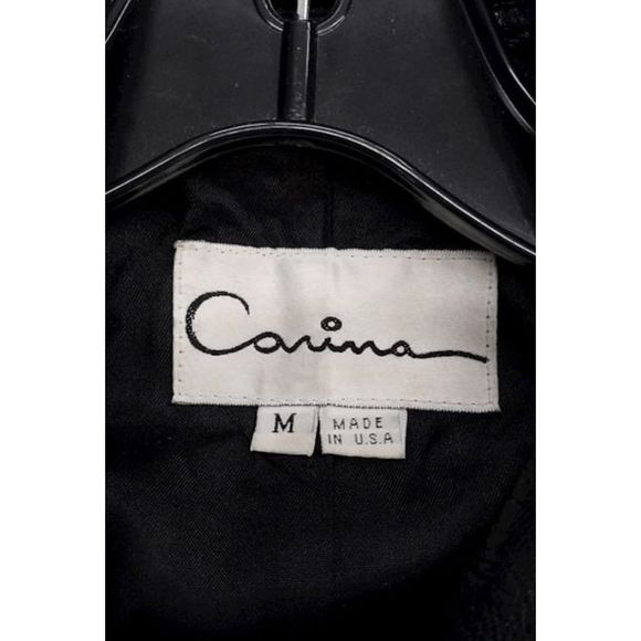 Carina New York Women’s Black Collared Button Long Leather Coat Size Medium - Picture 3 of 16